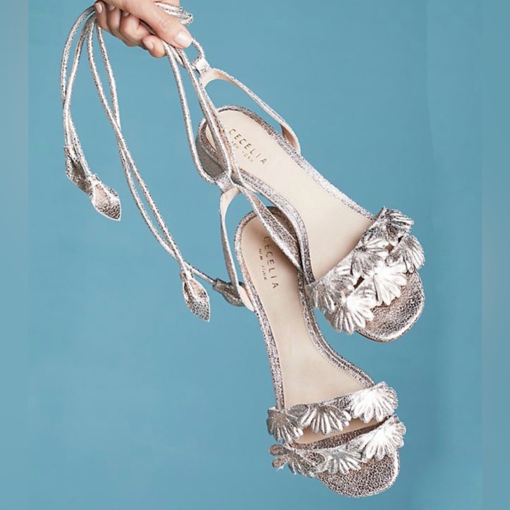 Cecelia New York Rose Gold Fleur Wrap Sandals / Size 7
